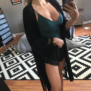 Black fringe kimono
